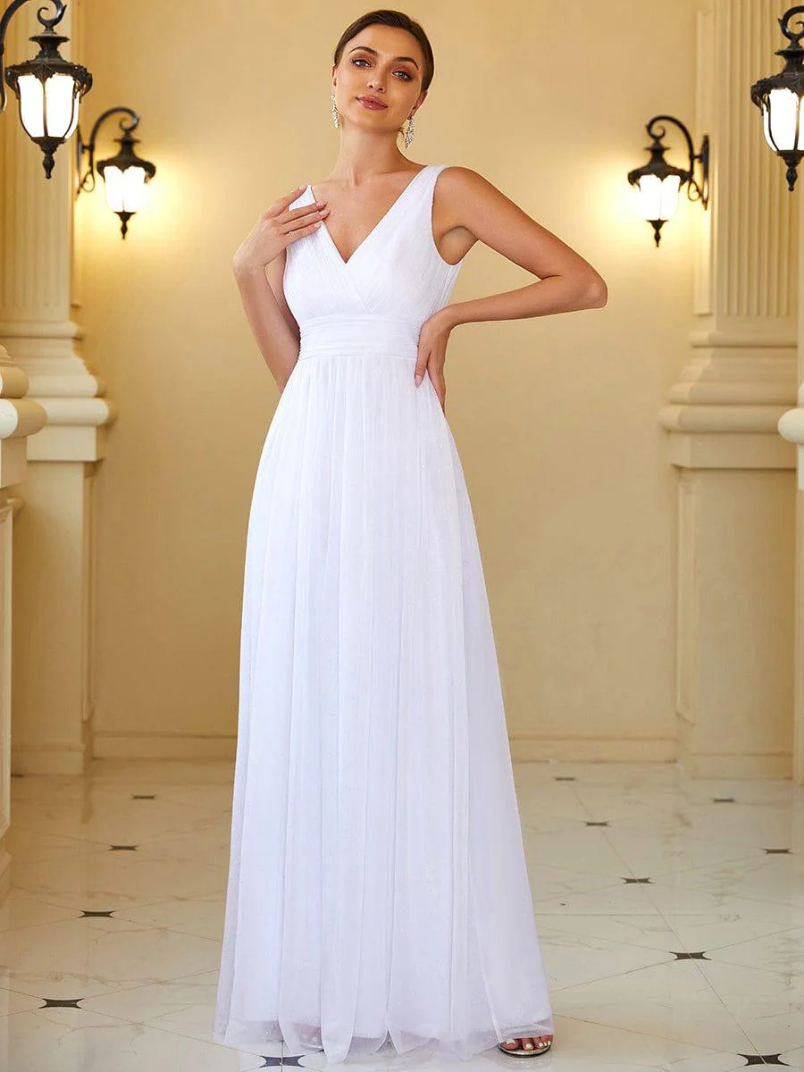 ever STERLING|Maxi Double V Neck Floor Length Sparkly Wedding Guest Dress - Image 48