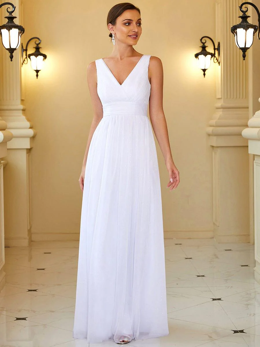ever STERLING|Maxi Double V Neck Floor Length Sparkly Wedding Guest Dress - Image 50