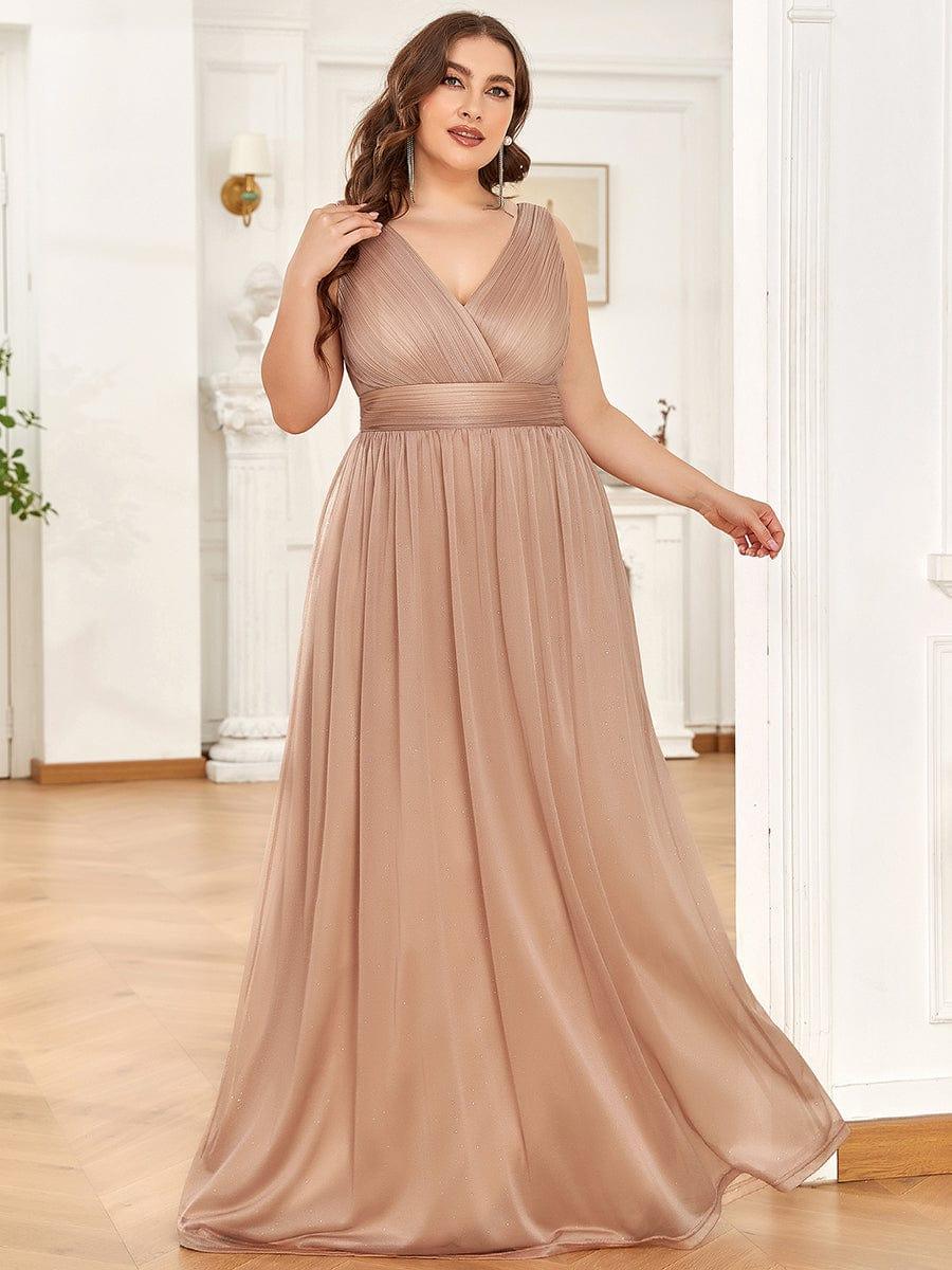ever STERLING|Maxi Double V Neck Floor Length Sparkly Wedding Guest Dress - Image 8