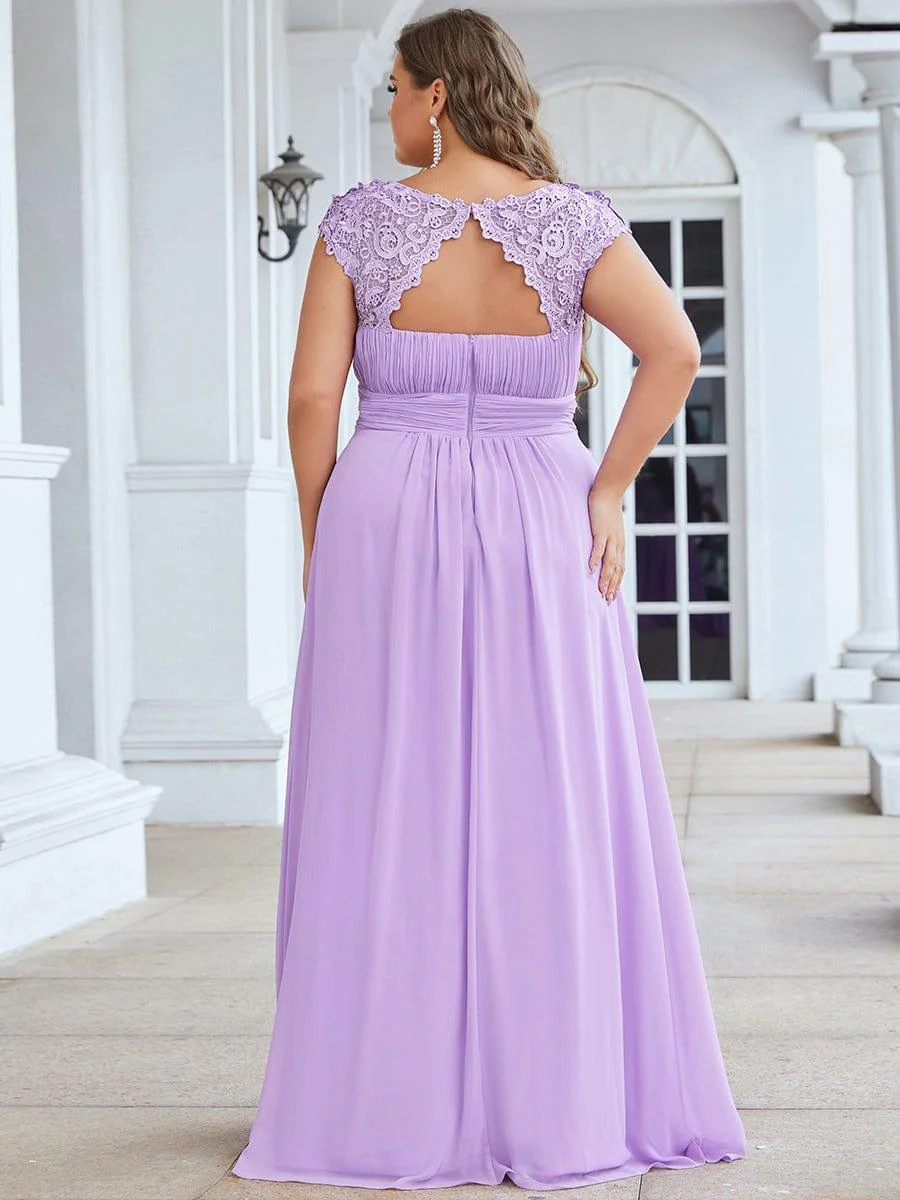 Flattering A-Line Chiffon Lace Evening Dress for Wedding with Cap Sleeve(Final Sale) - Image 101