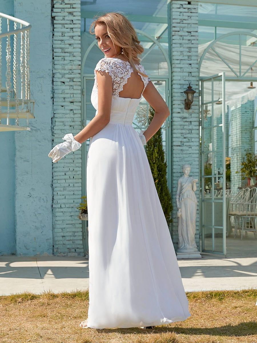 Flattering A-Line Chiffon Lace Evening Dress for Wedding with Cap Sleeve(Final Sale) - Image 113