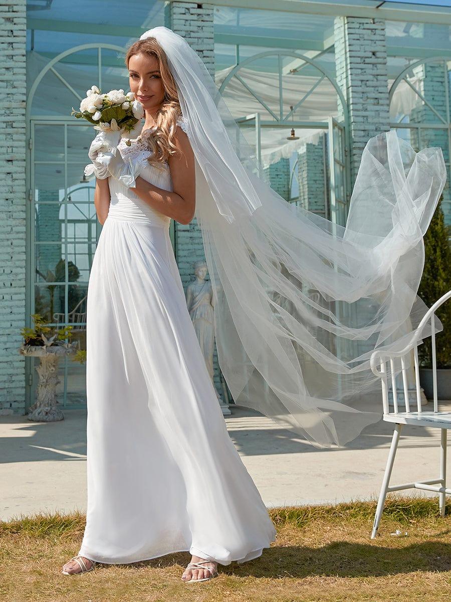 Flattering A-Line Chiffon Lace Evening Dress for Wedding with Cap Sleeve(Final Sale) - Image 116