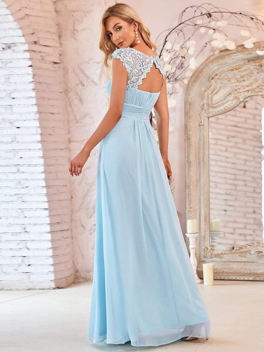 Flattering A-Line Chiffon Lace Evening Dress for Wedding with Cap Sleeve(Final Sale) - Image 29