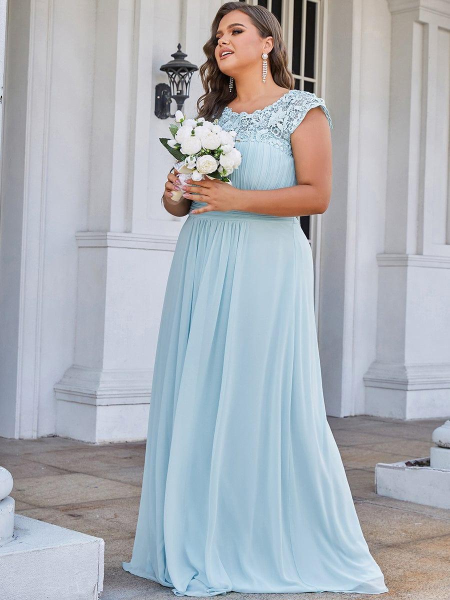 Flattering A-Line Chiffon Lace Evening Dress for Wedding with Cap Sleeve(Final Sale) - Image 34