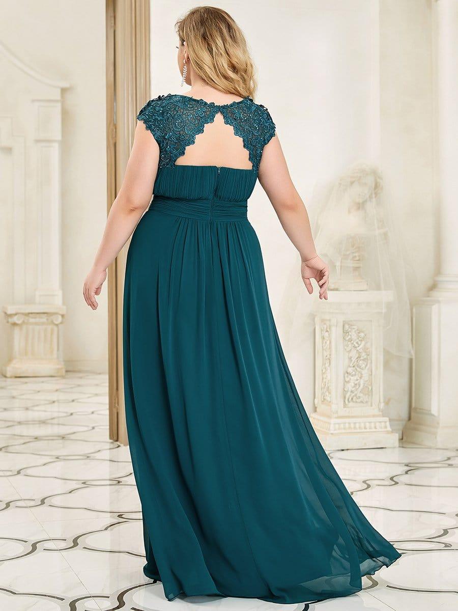 Flattering A-Line Chiffon Lace Evening Dress for Wedding with Cap Sleeve(Final Sale) - Image 50
