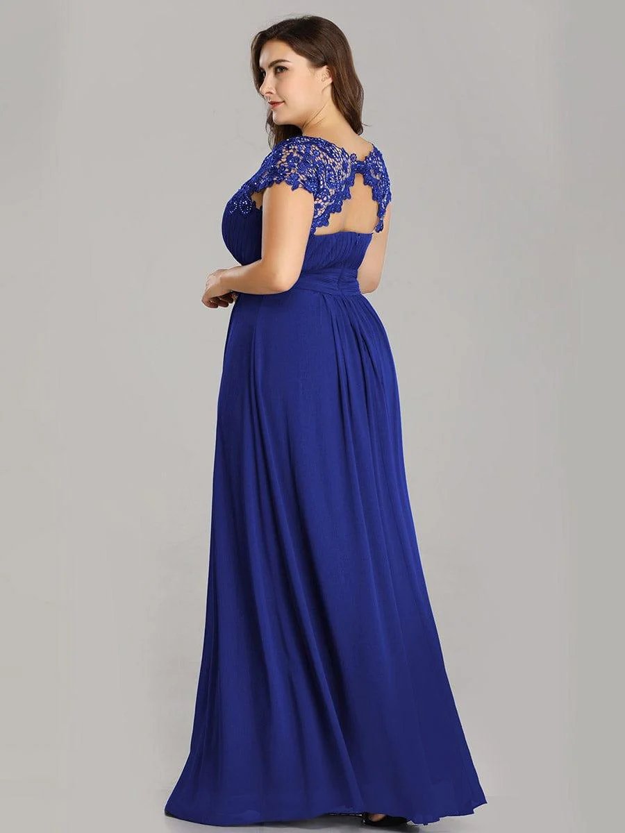 Flattering A-Line Chiffon Lace Evening Dress for Wedding with Cap Sleeve(Final Sale) - Image 57