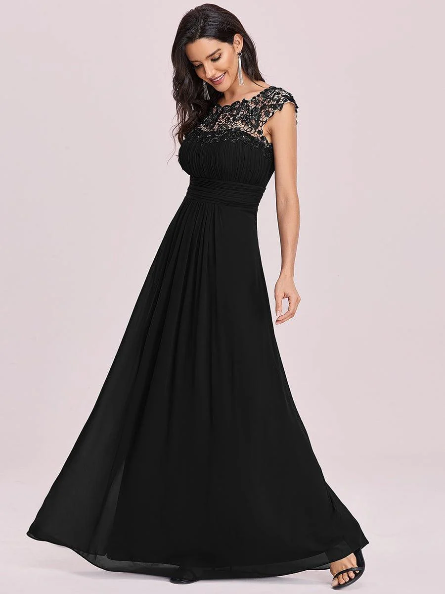 Flattering A-Line Chiffon Lace Evening Dress for Wedding with Cap Sleeve(Final Sale) - Image 60