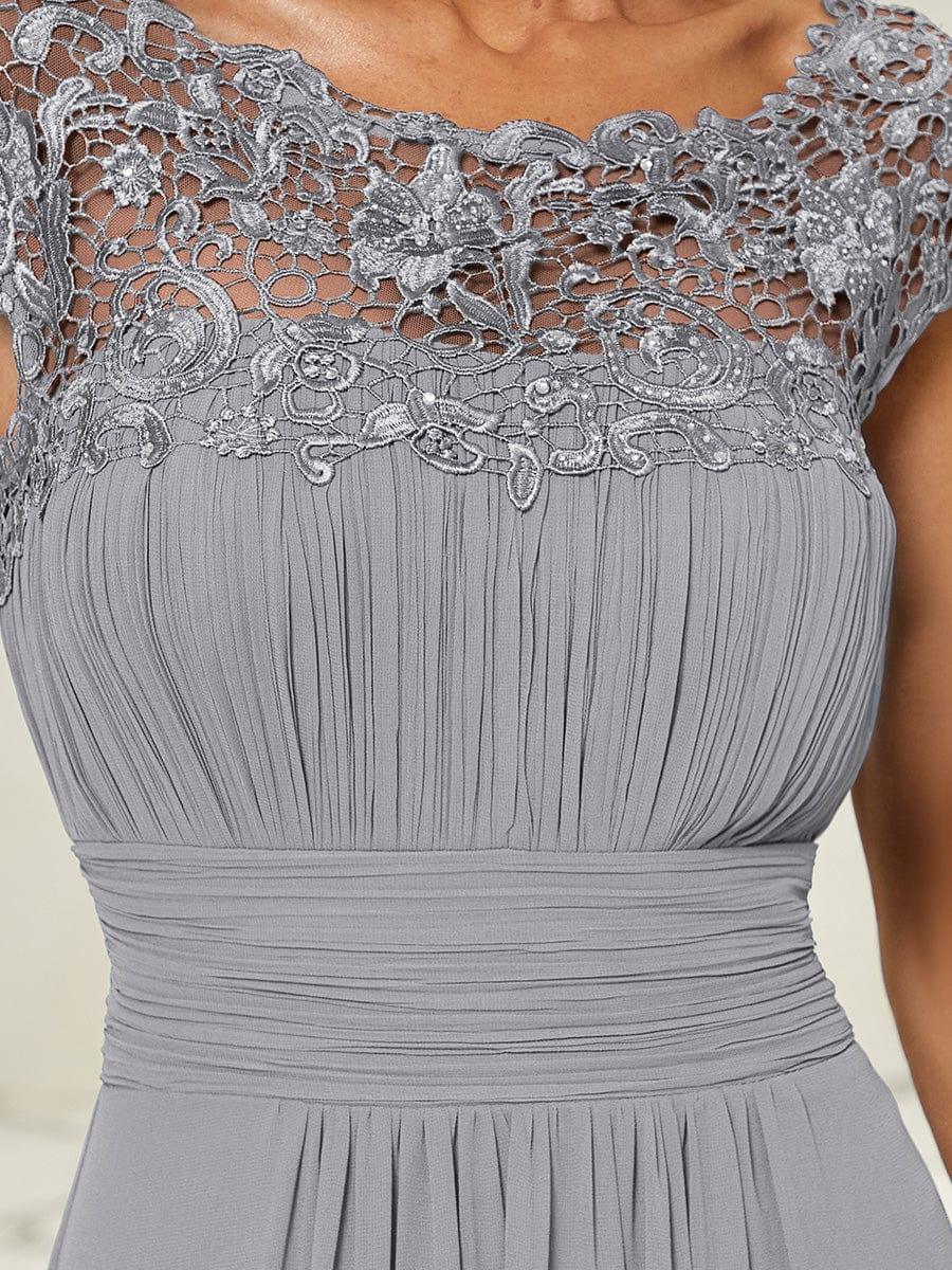 Flattering A-Line Chiffon Lace Evening Dress for Wedding with Cap Sleeve(Final Sale) - Image 93