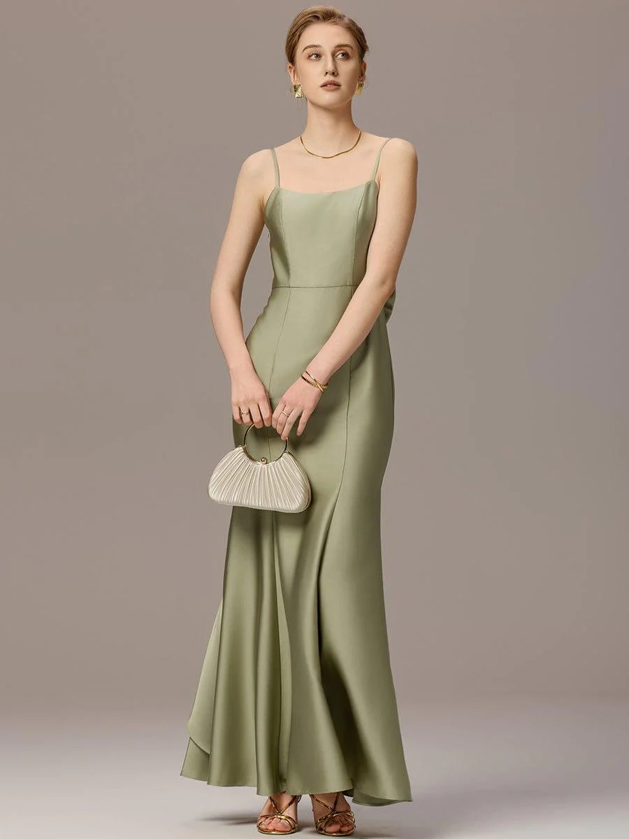 ever BELISSE|Designer Mermaid Bow Ruffled Satin Maxi Bridesmaid Dress - Image 6