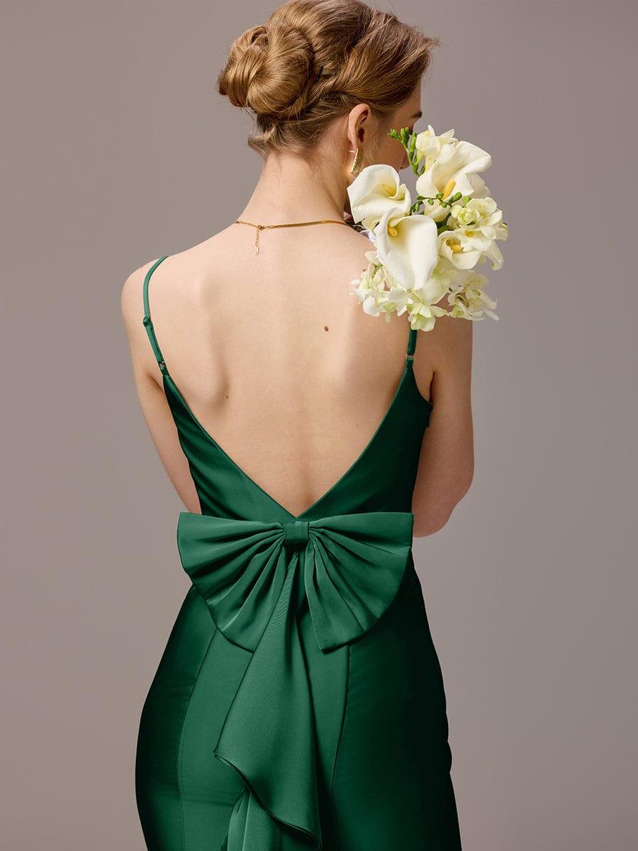 ever BELISSE|Designer Mermaid Bow Ruffled Satin Maxi Bridesmaid Dress - Image 9