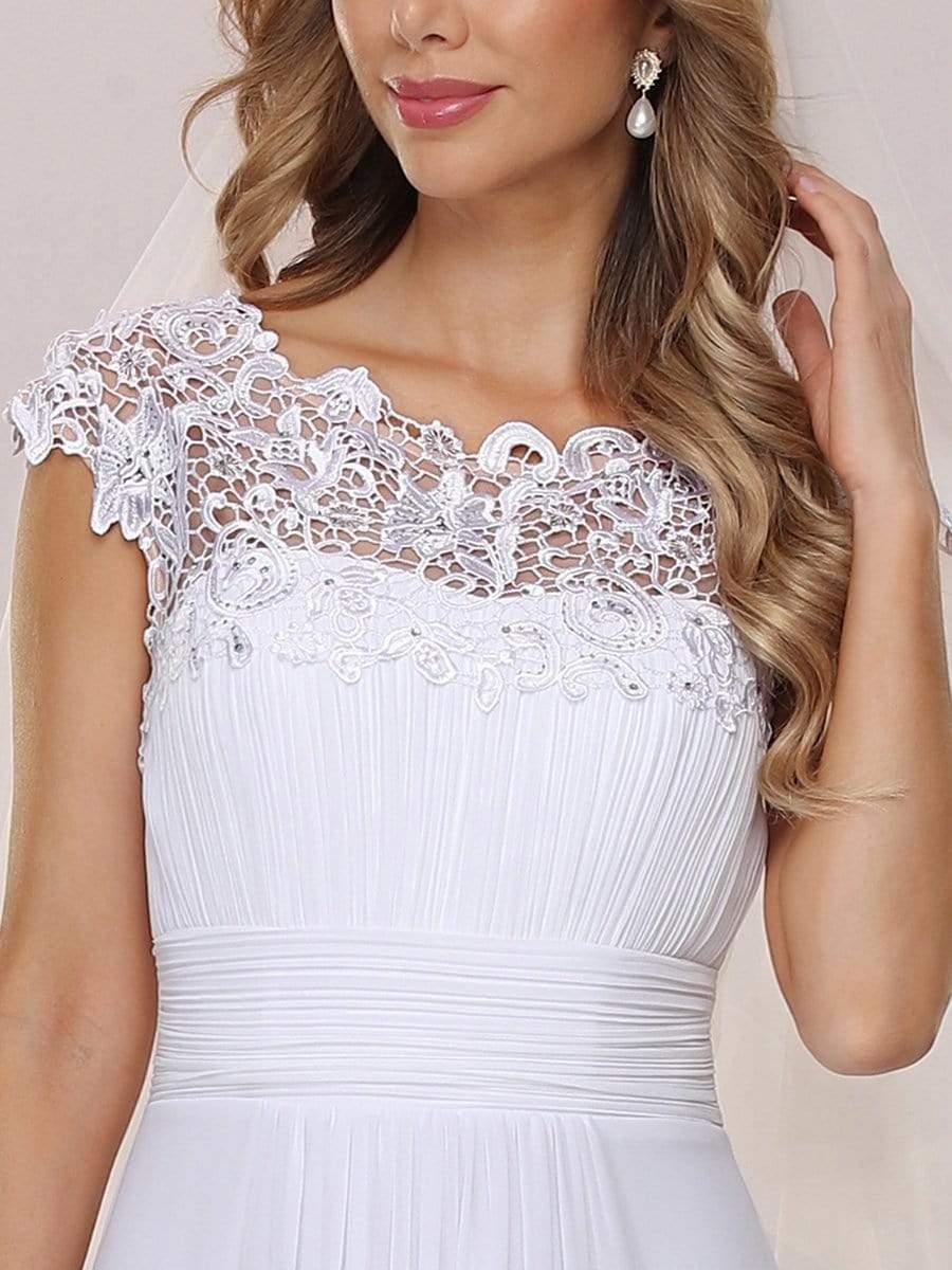 Plain Pleated Chiffon Wedding Dress with Lace Decorations(Final Sale) - Image 7