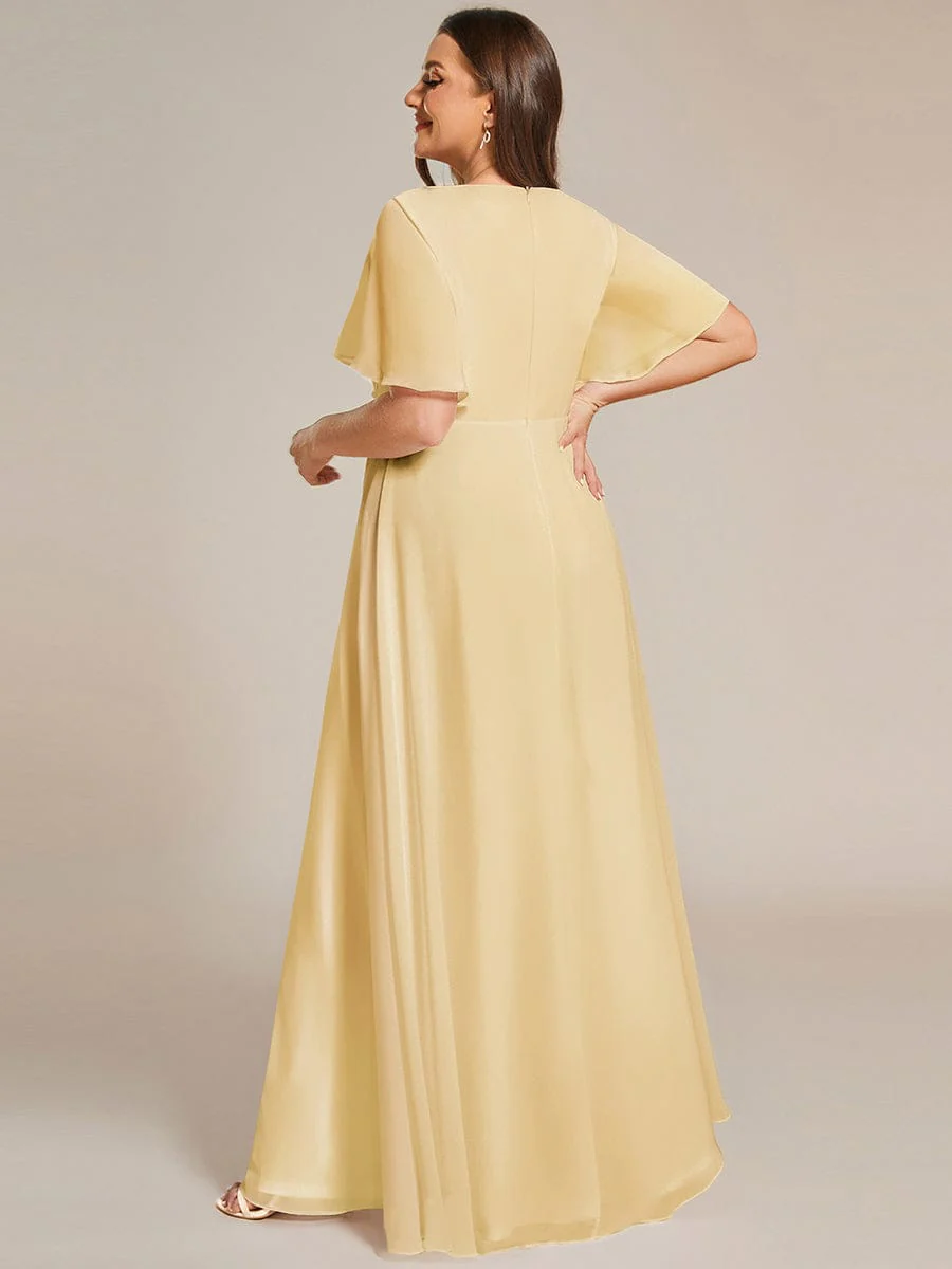 pretty IVYROSE|Plus Size Applique Short Sleeve A-Line Chiffon Evening Dress - Image 105