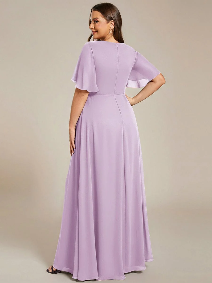 pretty IVYROSE|Plus Size Applique Short Sleeve A-Line Chiffon Evening Dress - Image 110