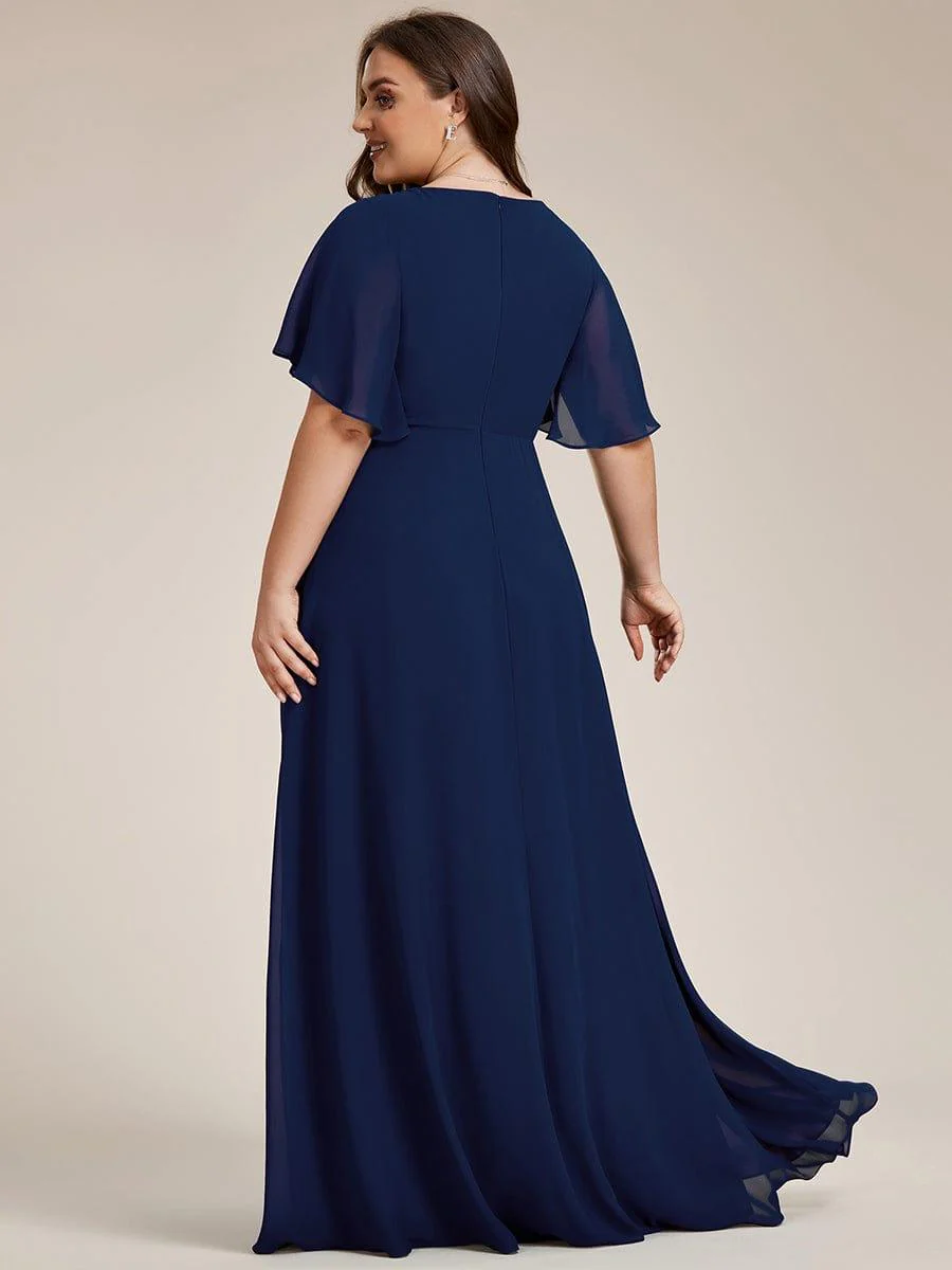 pretty IVYROSE|Plus Size Applique Short Sleeve A-Line Chiffon Evening Dress - Image 22