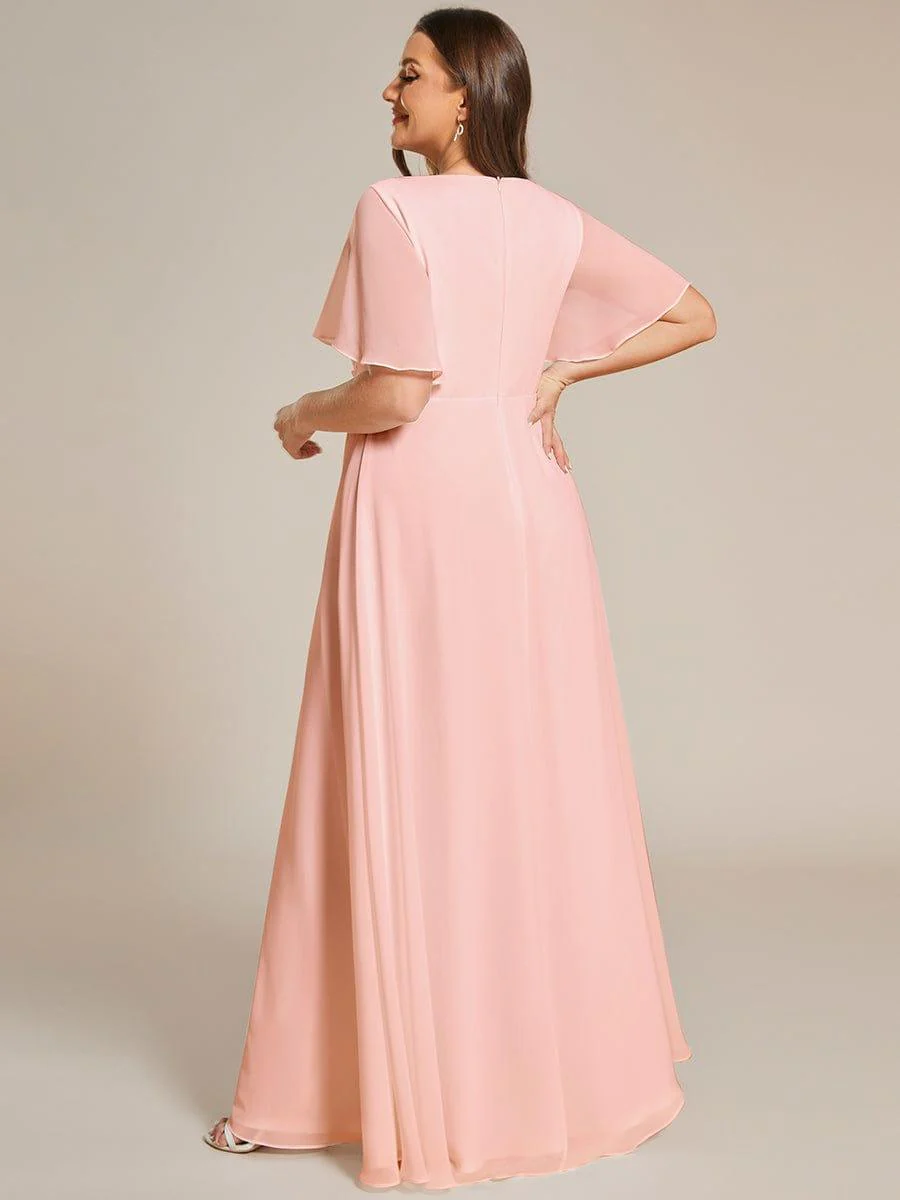 pretty IVYROSE|Plus Size Applique Short Sleeve A-Line Chiffon Evening Dress - Image 27