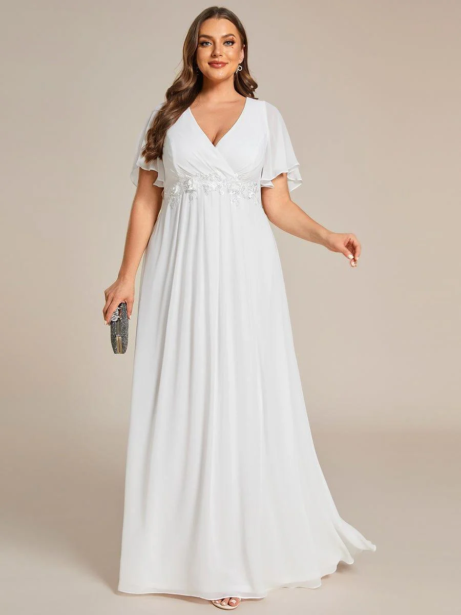 pretty IVYROSE|Plus Size Applique Short Sleeve A-Line Chiffon Evening Dress - Image 30