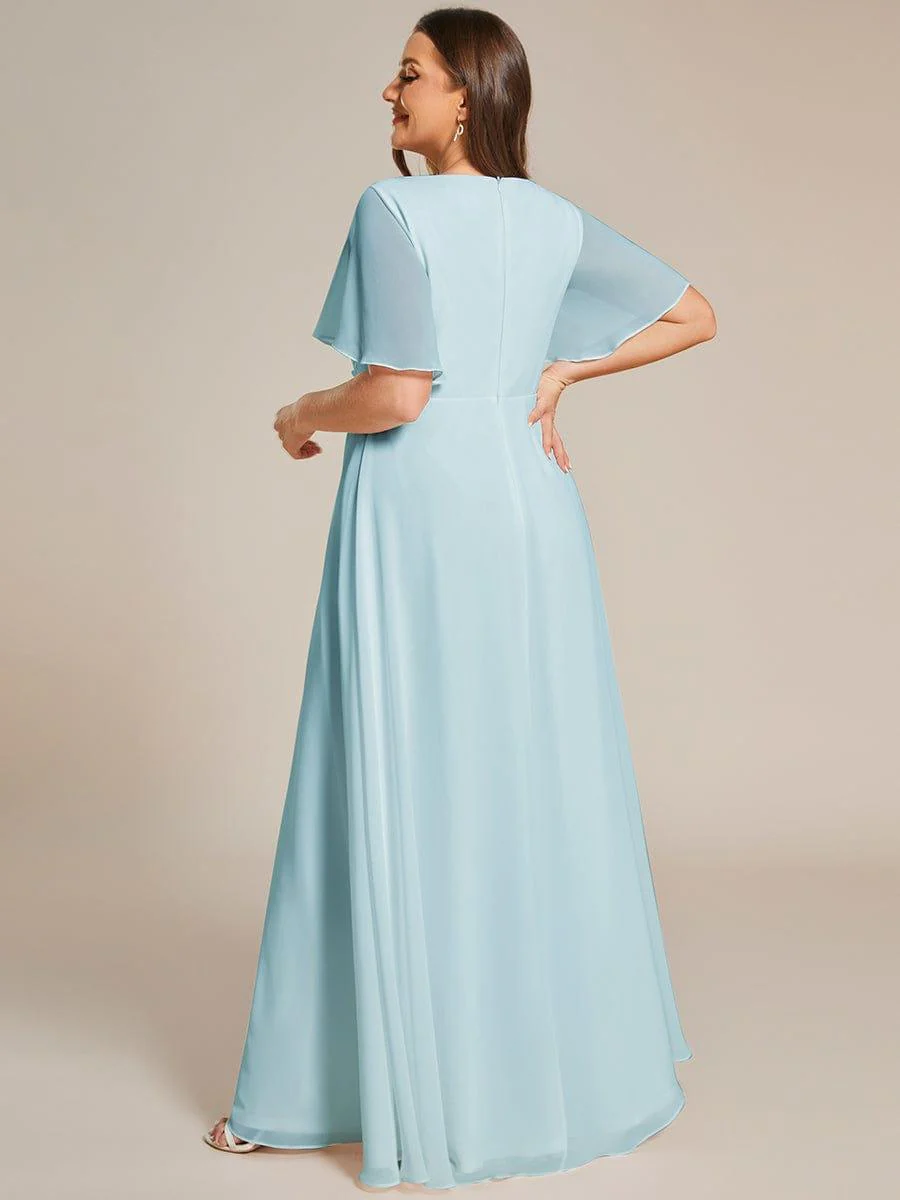 pretty IVYROSE|Plus Size Applique Short Sleeve A-Line Chiffon Evening Dress - Image 52