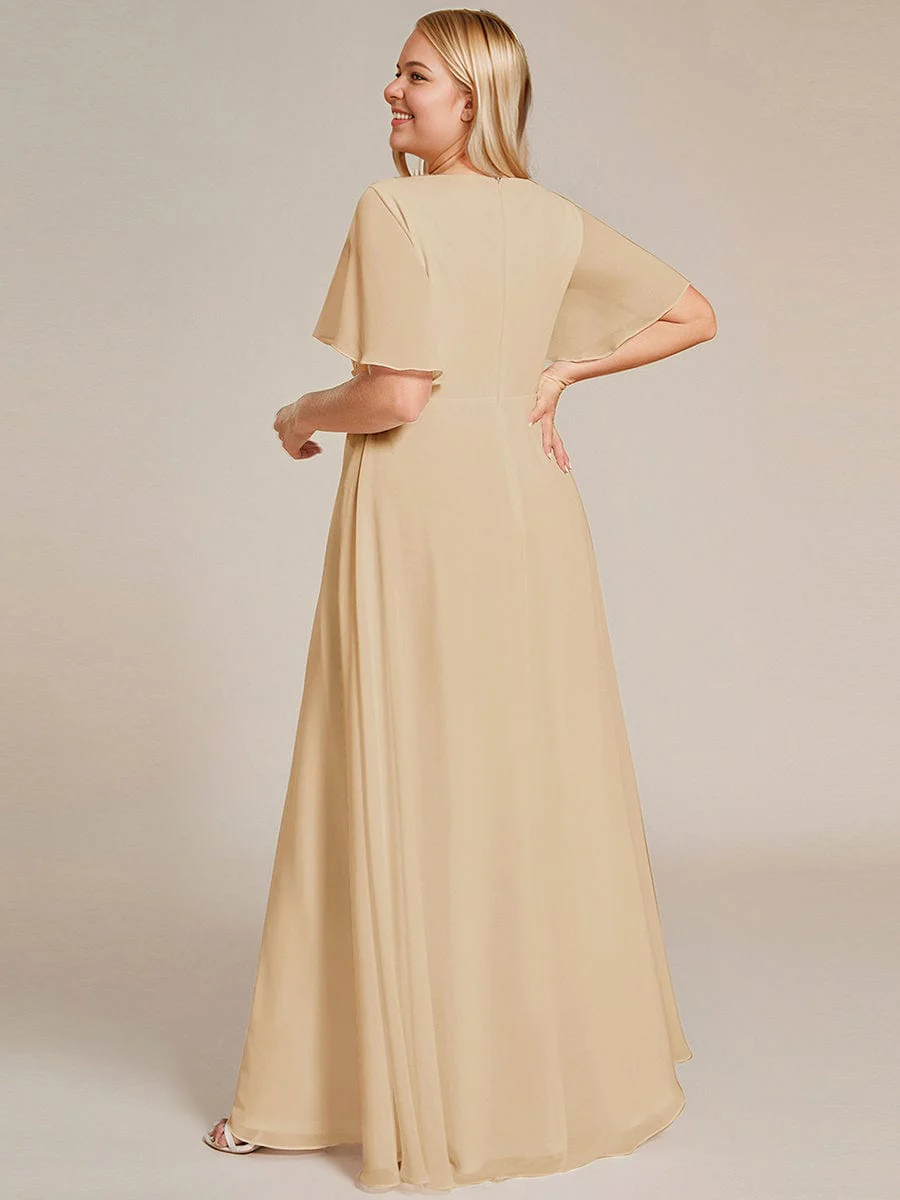 pretty IVYROSE|Plus Size Applique Short Sleeve A-Line Chiffon Evening Dress - Image 67