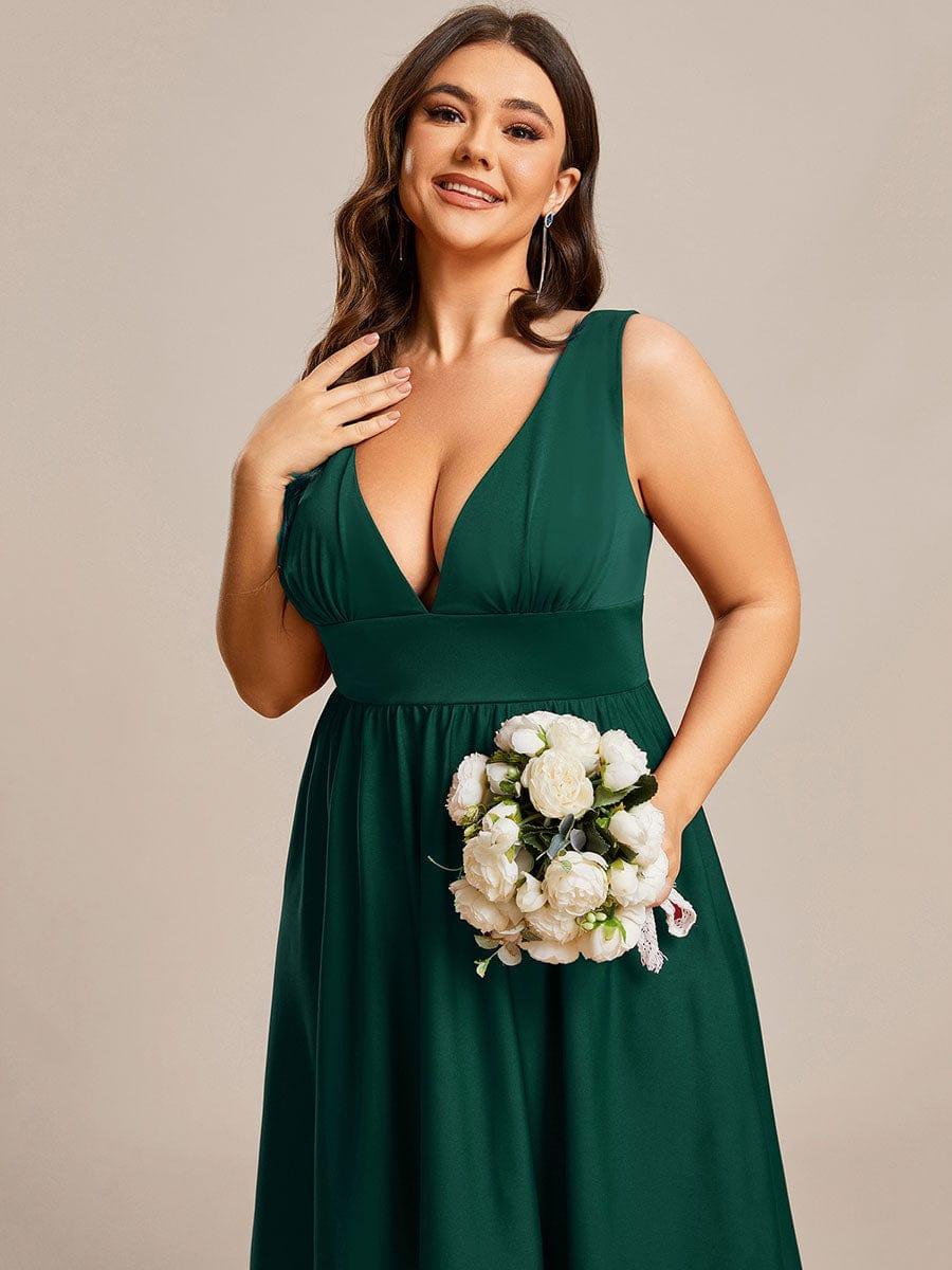 Plus Size Elegant High-Low Sleeveless Empire Waist Evening Dress(Final Sale) - Image 15