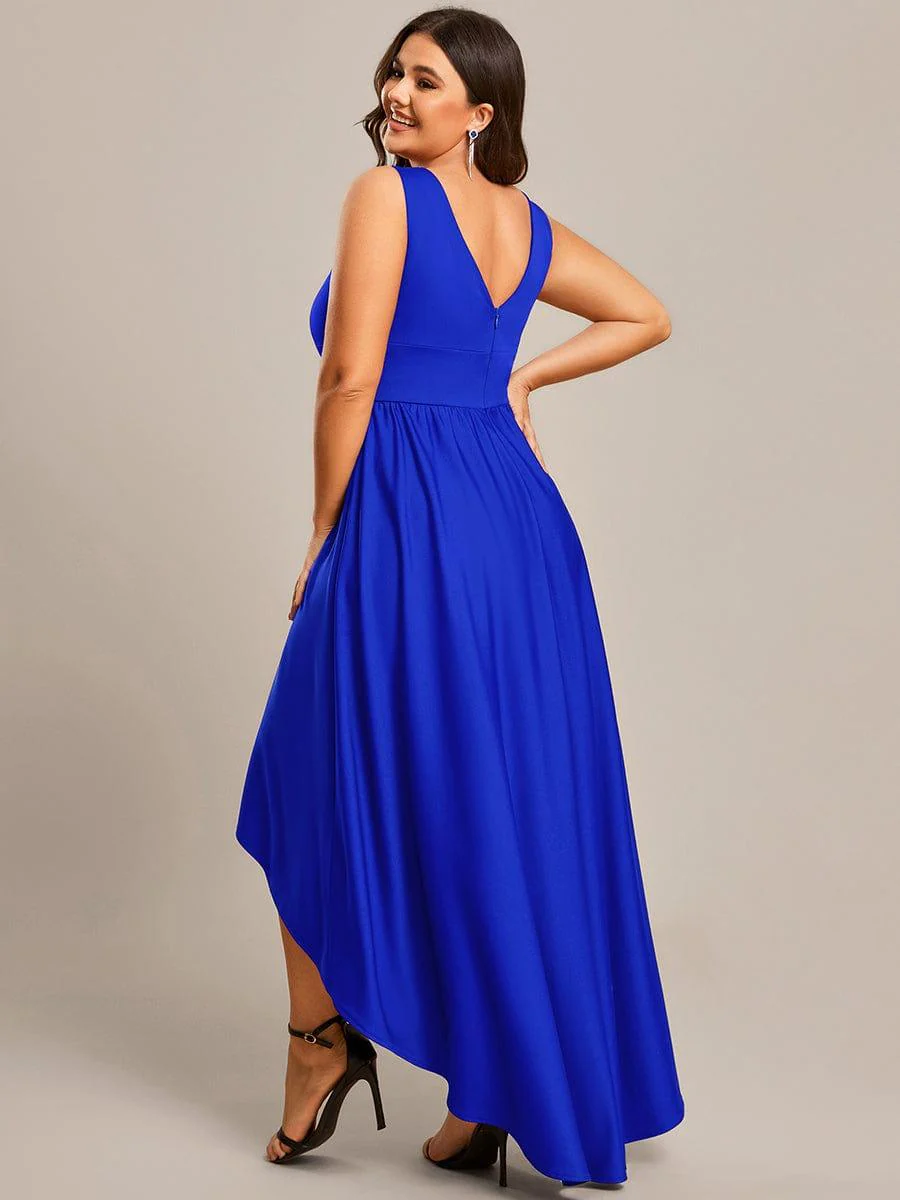 Plus Size Elegant High-Low Sleeveless Empire Waist Evening Dress(Final Sale) - Image 34