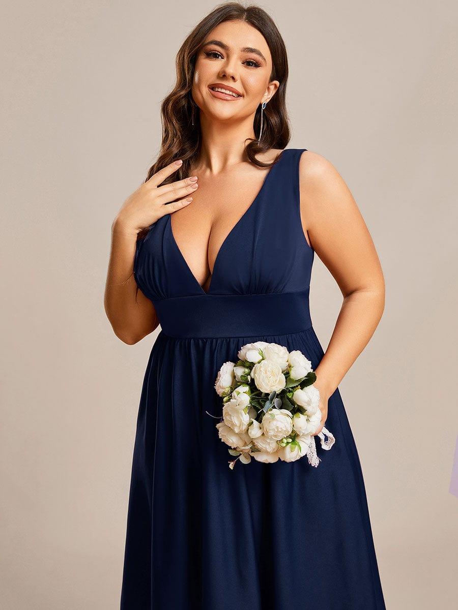 Plus Size Elegant High-Low Sleeveless Empire Waist Evening Dress(Final Sale) - Image 4