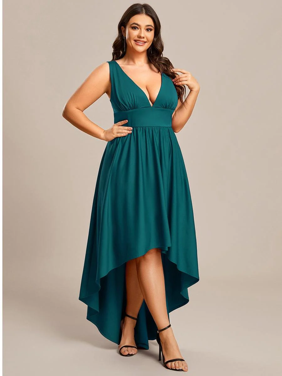 Plus Size Elegant High-Low Sleeveless Empire Waist Evening Dress(Final Sale) - Image 42