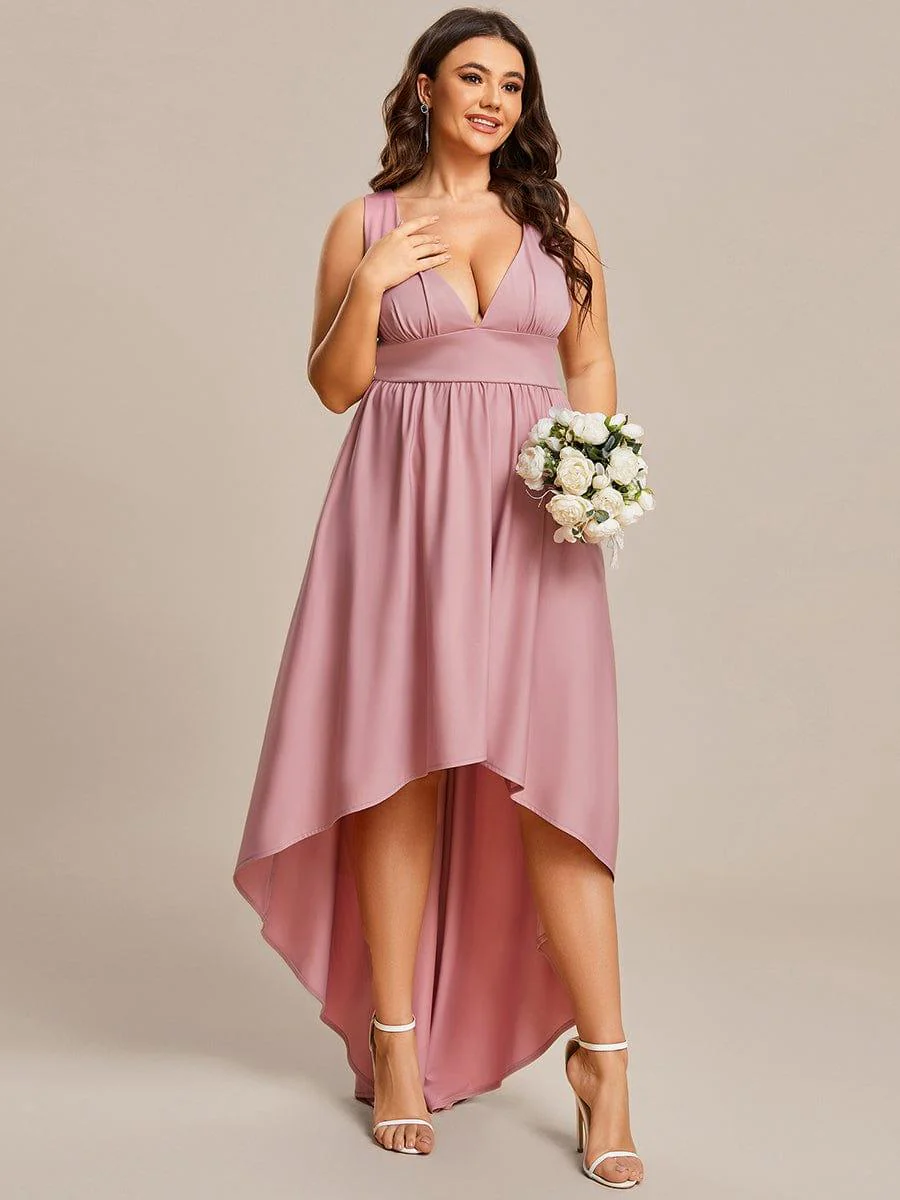 Plus Size Elegant High-Low Sleeveless Empire Waist Evening Dress(Final Sale) - Image 8