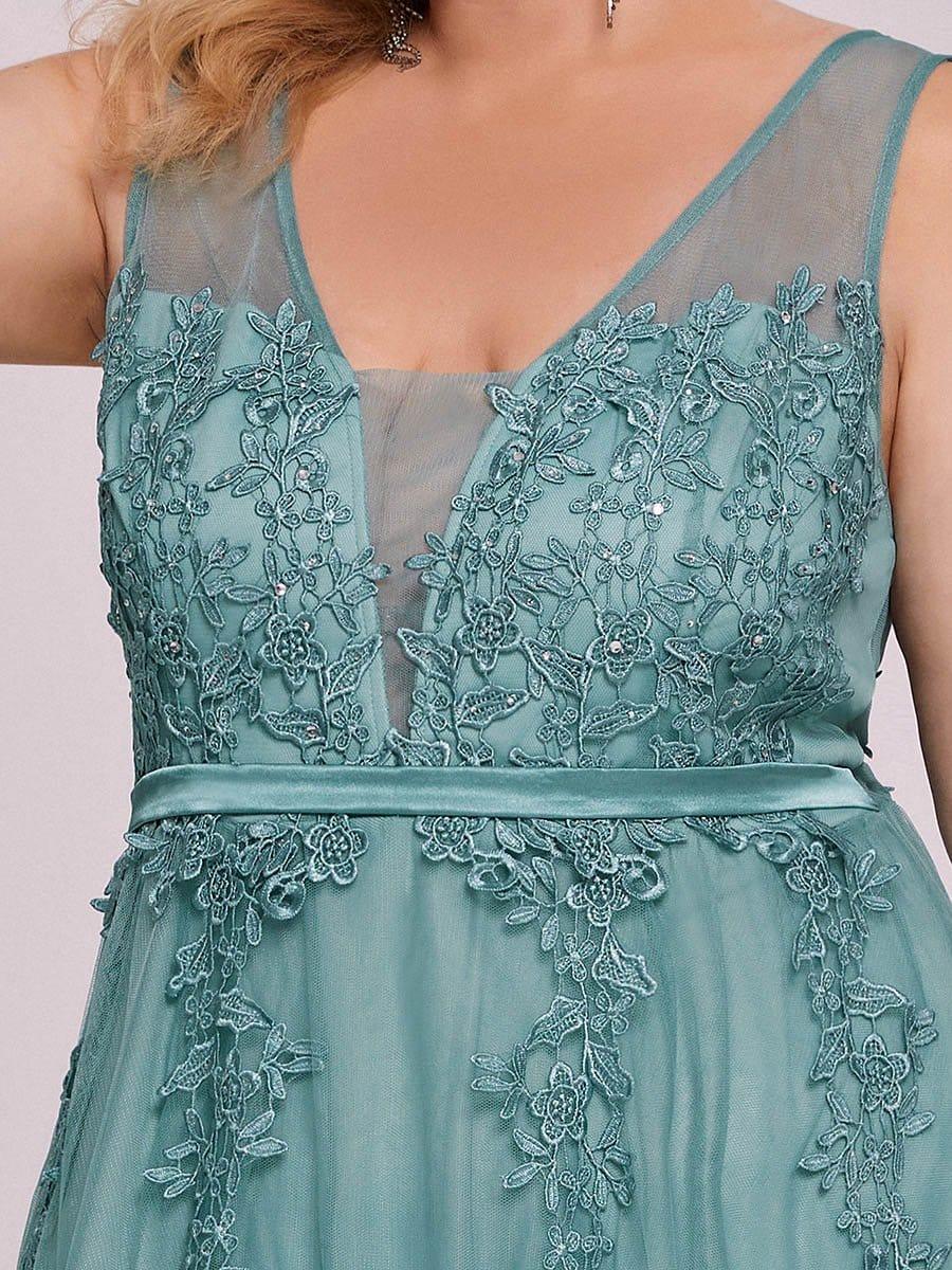 Plus Size Elegant Sleeveless Applique Flowy Tulle Evening Dress(Final Sale) - Image 14