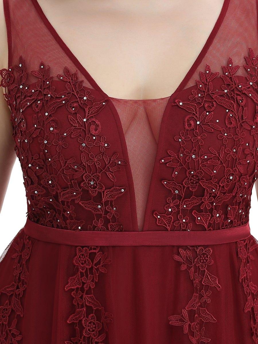 Plus Size Elegant Sleeveless Applique Flowy Tulle Evening Dress(Final Sale) - Image 4