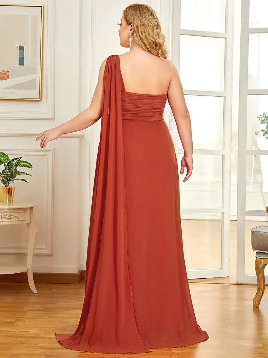 pretty ANAYA|Plus Size Chiffon One Shoulder Maxi Evening Dresses(Final Sale) - Image 16