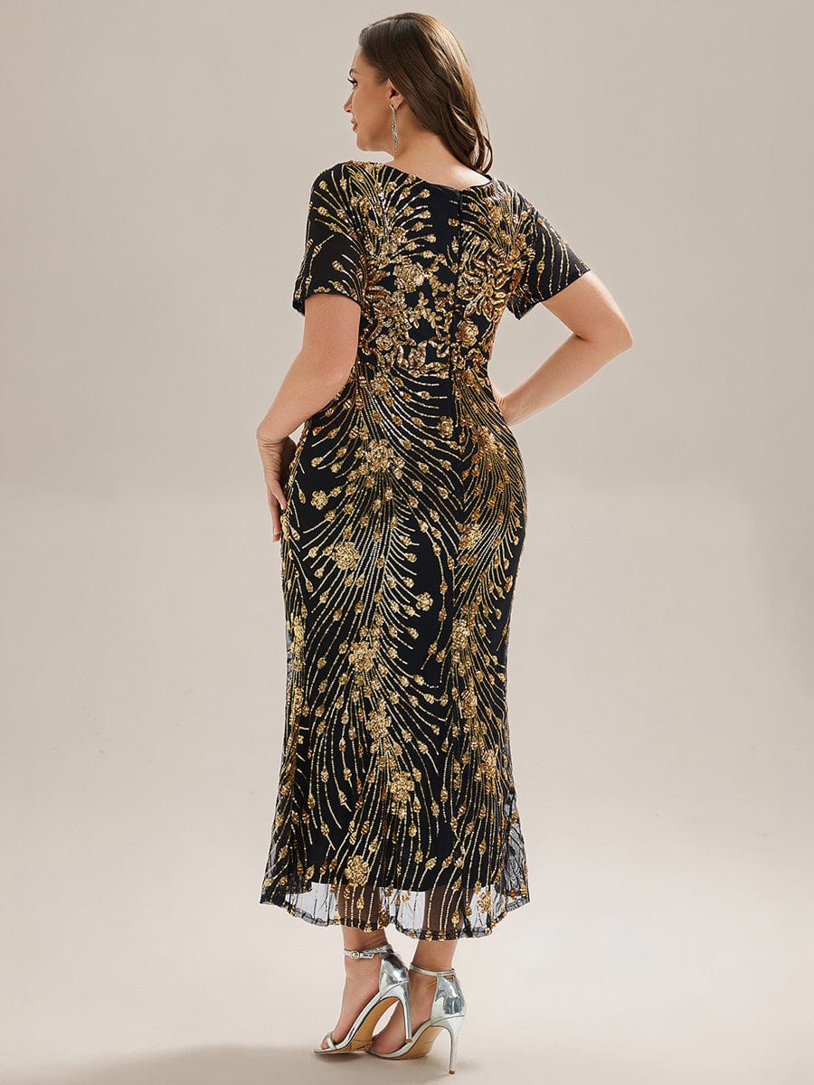 pretty HAYLEN|Plus Size Pleated Sequin Evening Dress - Image 12