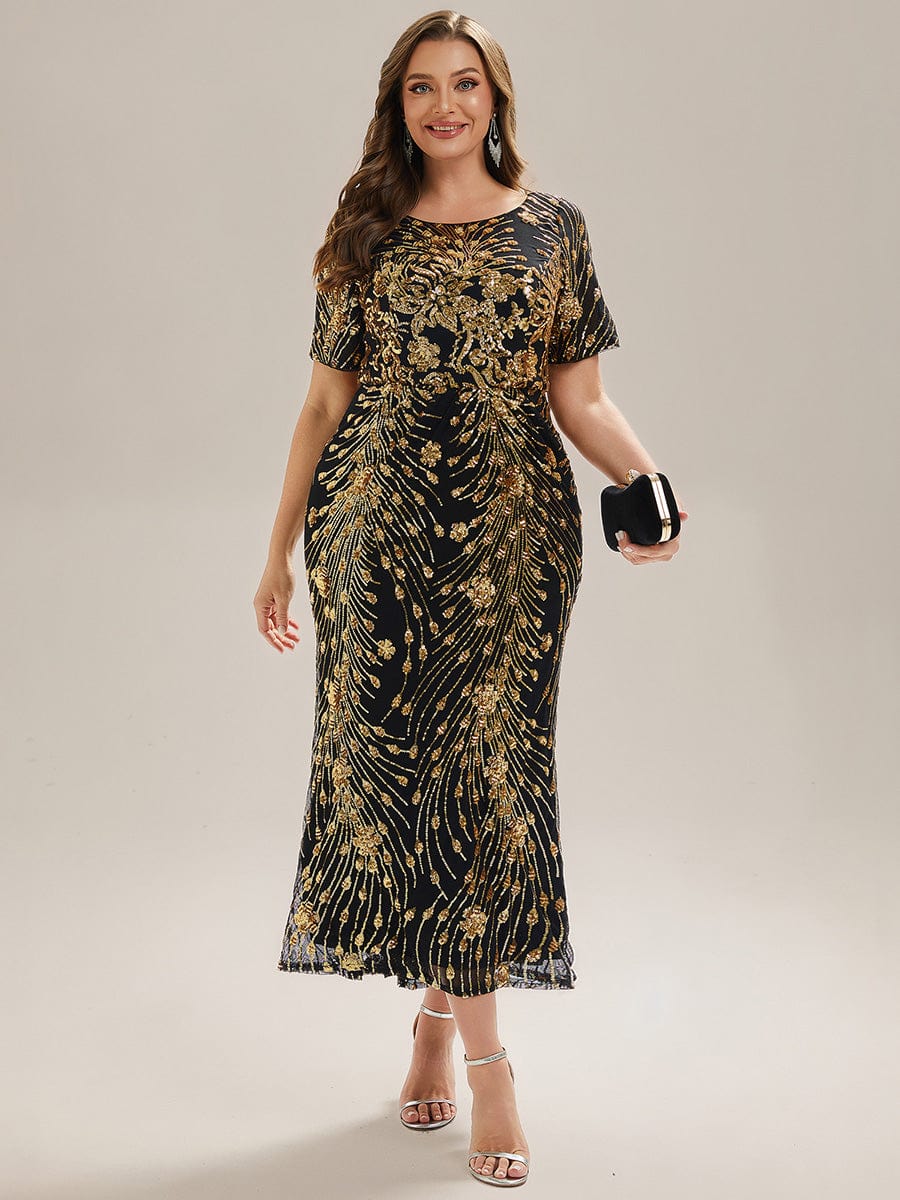 pretty HAYLEN|Plus Size Pleated Sequin Evening Dress - Image 15