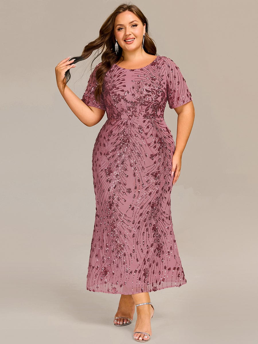 pretty HAYLEN|Plus Size Pleated Sequin Evening Dress - Image 25