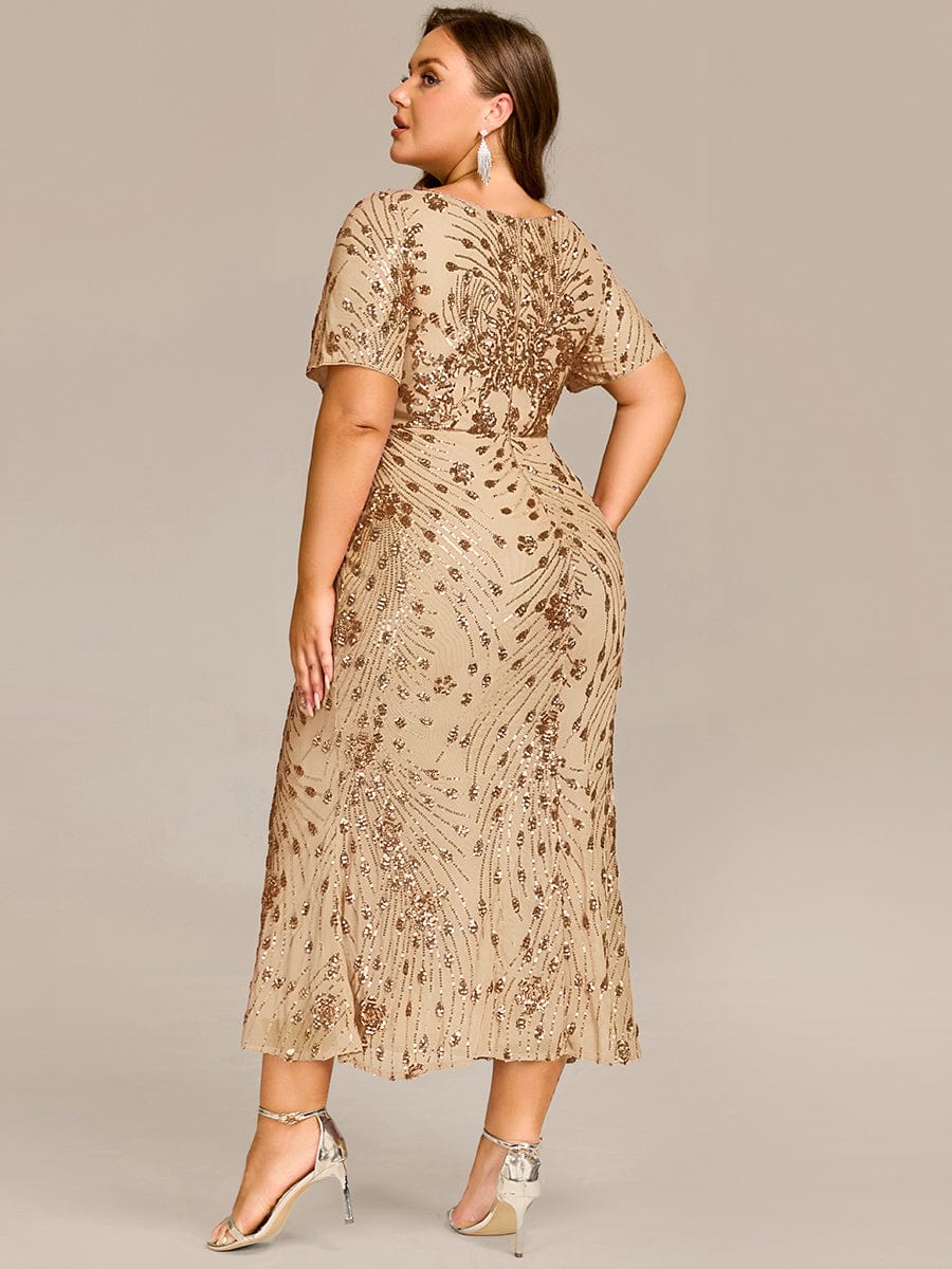 pretty HAYLEN|Plus Size Pleated Sequin Evening Dress - Image 37
