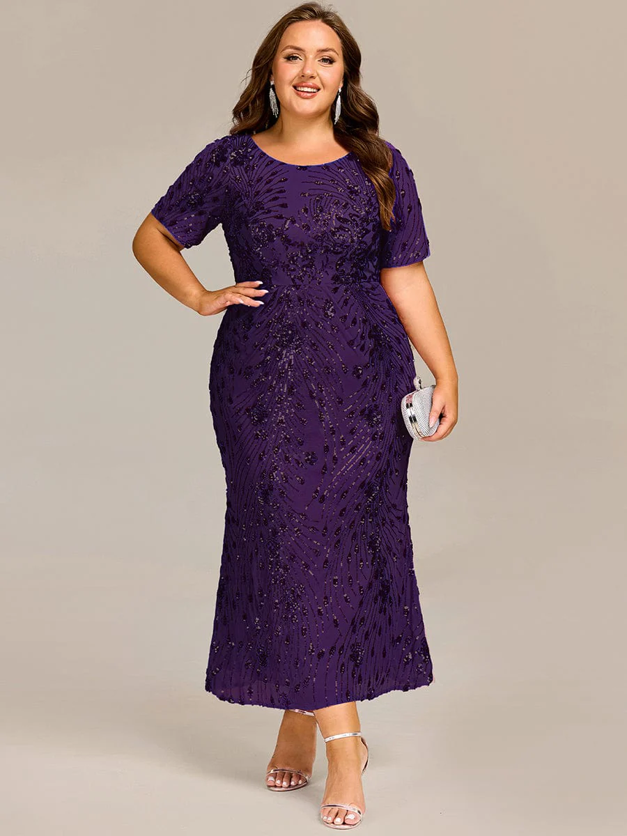 pretty HAYLEN|Plus Size Pleated Sequin Evening Dress - Image 39