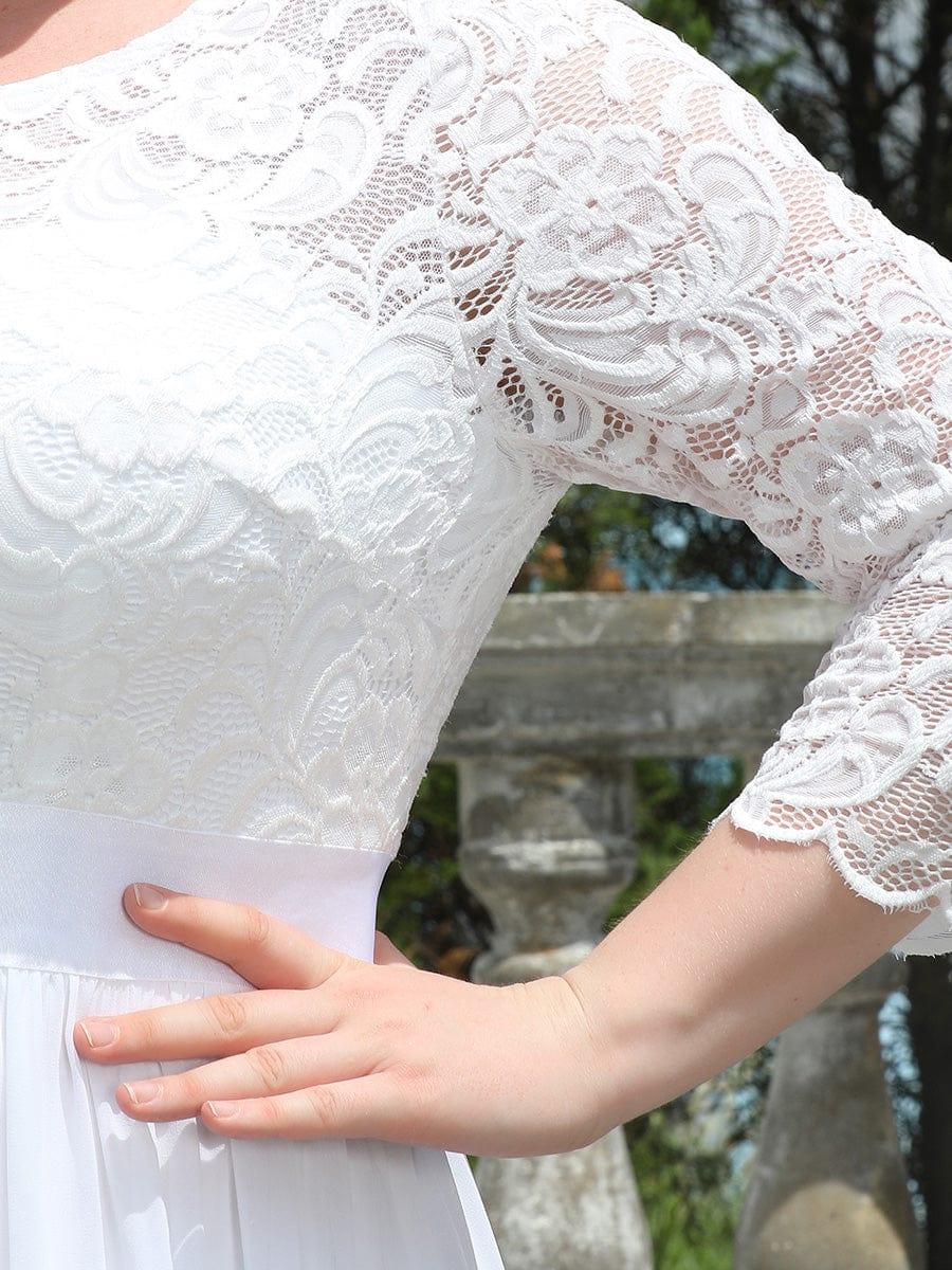 pretty FAUN|Plus Size See-Through Floor Length Lace Bridesmaid Dress With Half Sleeve - Image 18