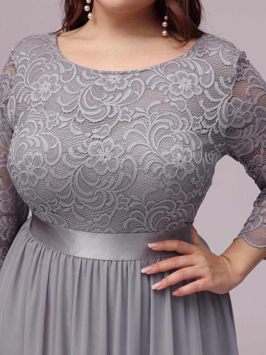 pretty FAUN|Plus Size See-Through Floor Length Lace Bridesmaid Dress With Half Sleeve - Image 33