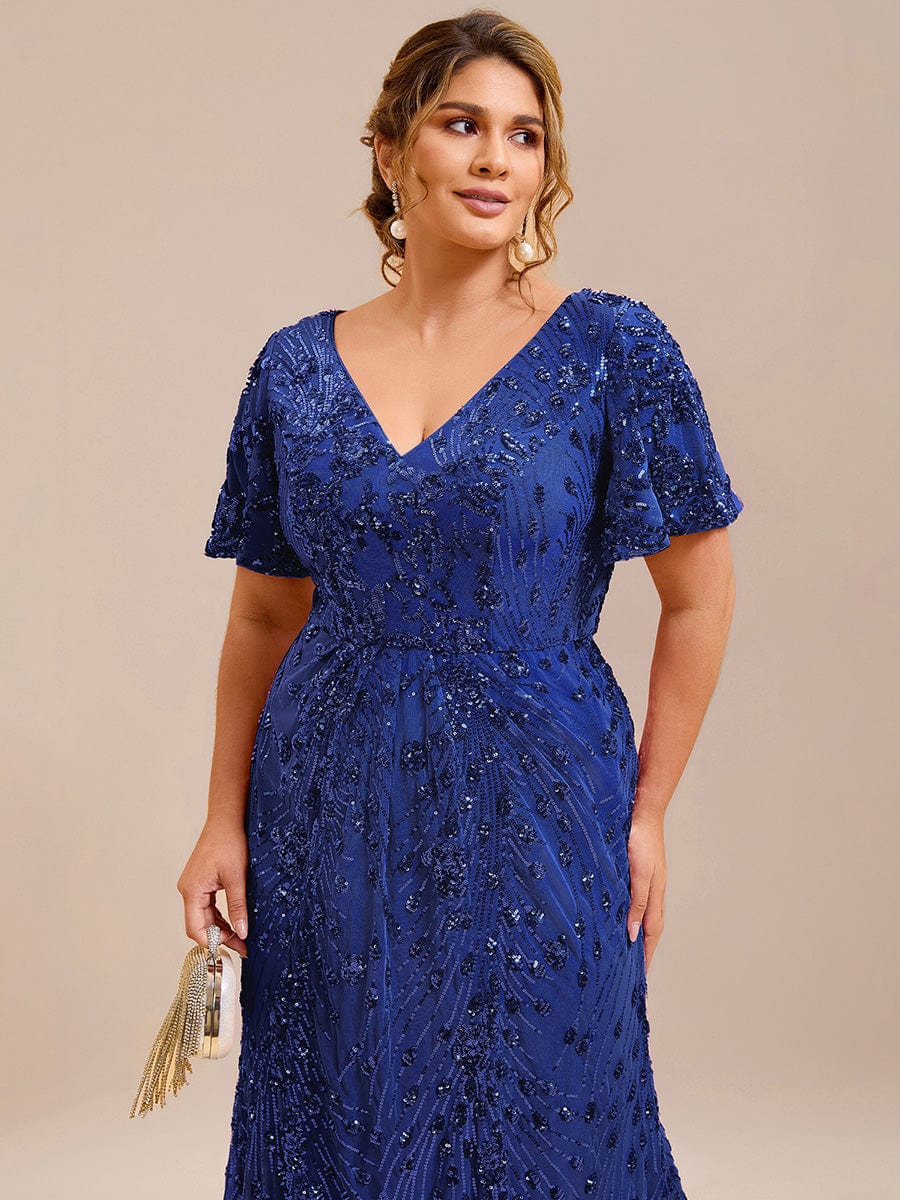 pretty PALMER|Plus Size Sequin Ruffle Sleeve Evening Dress - Image 23