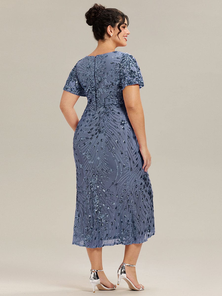 pretty PALMER|Plus Size Sequin Ruffle Sleeve Evening Dress - Image 27