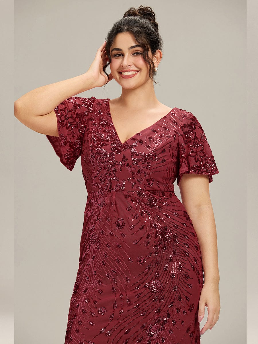 pretty PALMER|Plus Size Sequin Ruffle Sleeve Evening Dress - Image 33