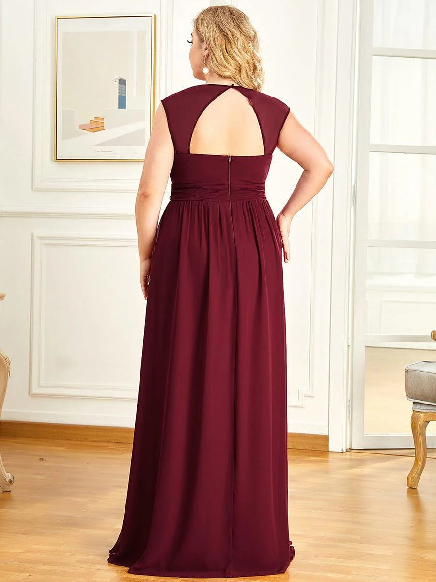 V-Neck Sleeveless Grecian Style Plus Size Evening Dresses - Image 13