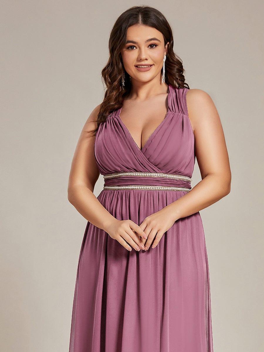 V-Neck Sleeveless Grecian Style Plus Size Evening Dresses - Image 32
