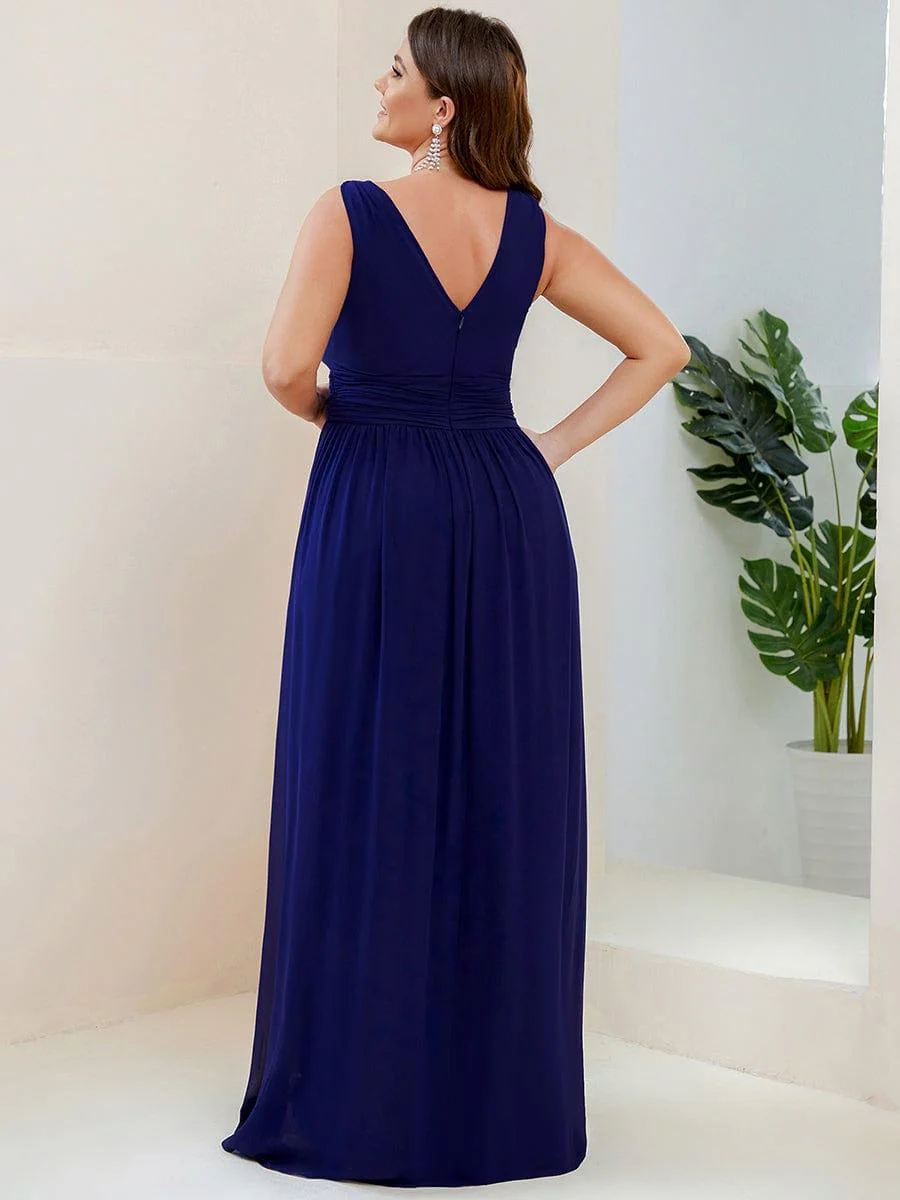pretty HUSH|Plus Size Sleeveless V-Neck Chiffon Maxi Bridesmaid Dress - Image 29