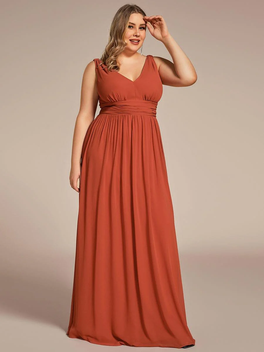 pretty HUSH|Plus Size Sleeveless V-Neck Chiffon Maxi Bridesmaid Dress - Image 60
