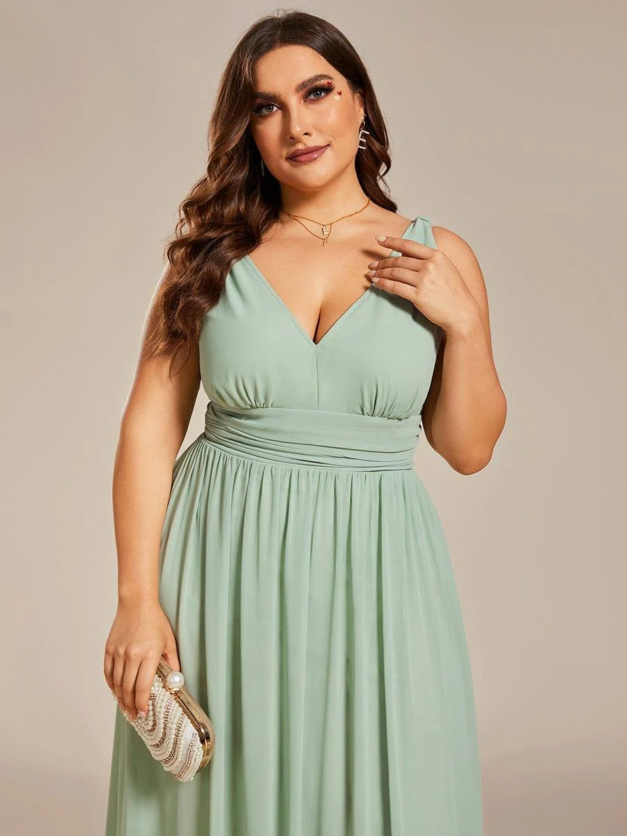 pretty HUSH|Plus Size Sleeveless V-Neck Chiffon Maxi Bridesmaid Dress - Image 83