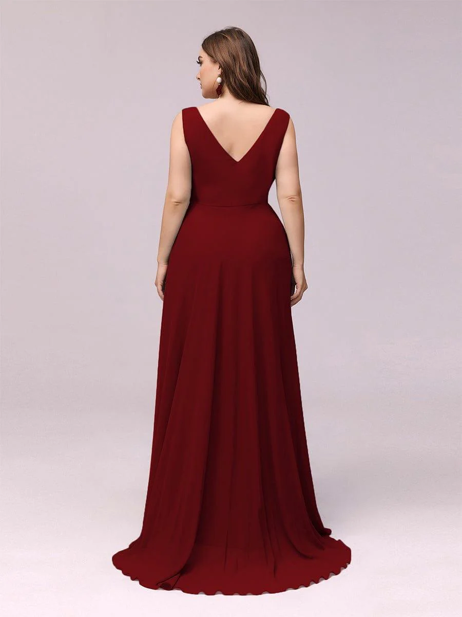 Plus Size Rhinestone V Neck High Low Party Dress(Final Sale) - Image 4