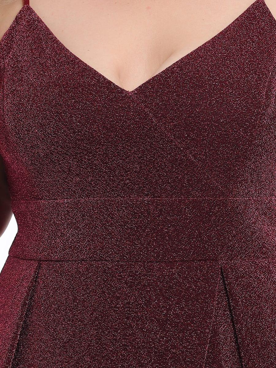 Plus Size Vintage V-neck Spaghetti Straps Glitter Maxi Evening Dress(Final Sale) - Image 3