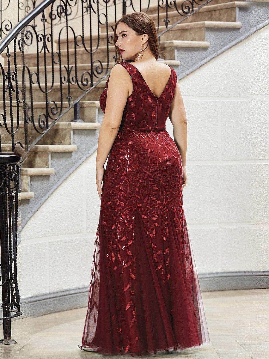 pretty ORIEL|Plus Size Women's V-Neck Fishtail Sequin Evening Dress - Image 22