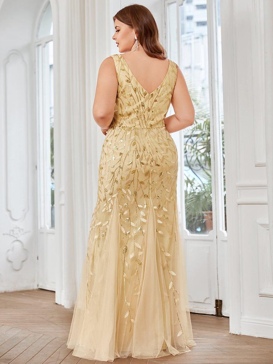 pretty ORIEL|Plus Size Women's V-Neck Fishtail Sequin Evening Dress - Image 40