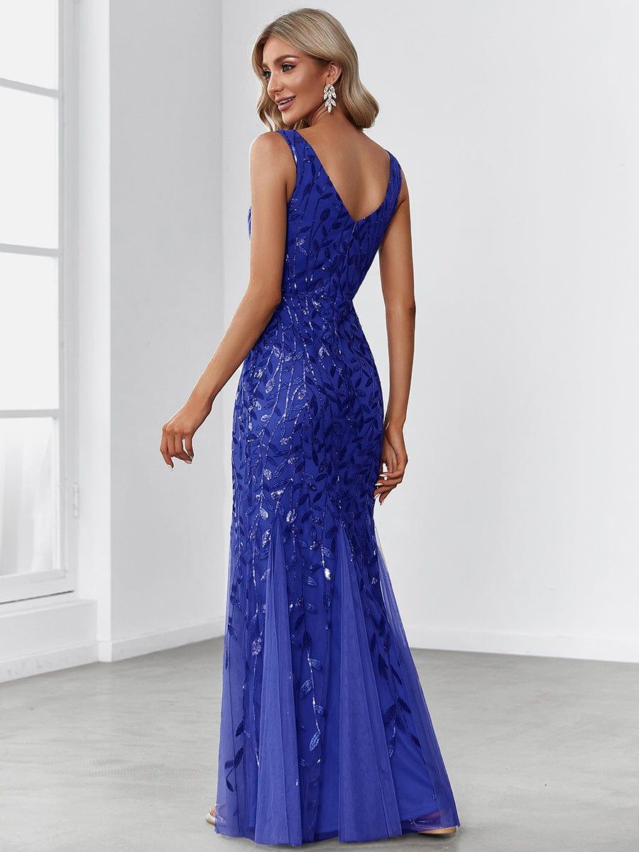 pretty ORIEL|Plus Size Women's V-Neck Fishtail Sequin Evening Dress - Image 73
